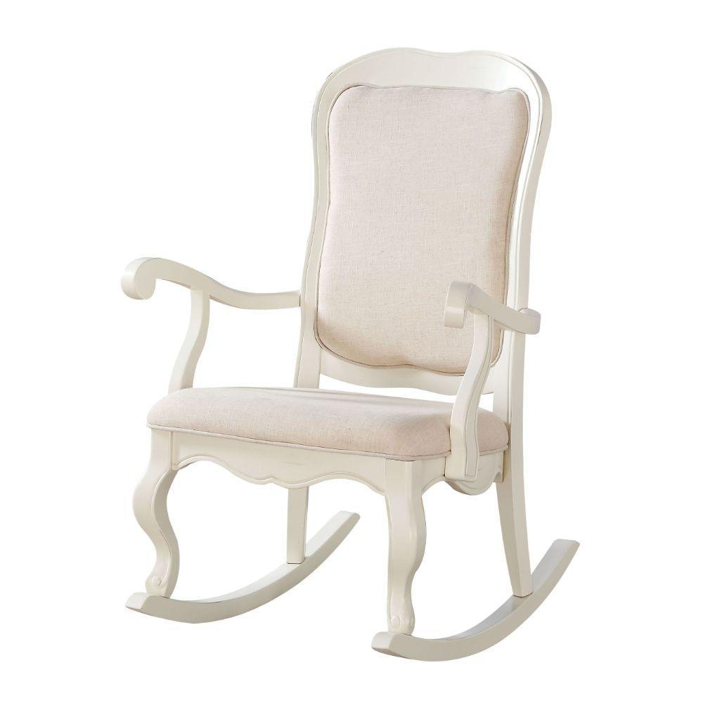 ACME Sharan Rocking Chair, Fabric & Antique White