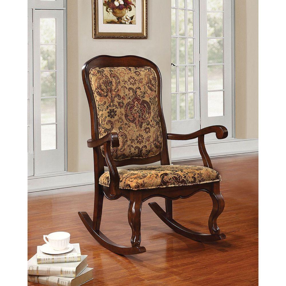 ACME Sharan Rocking Chair, Fabric & Cherry