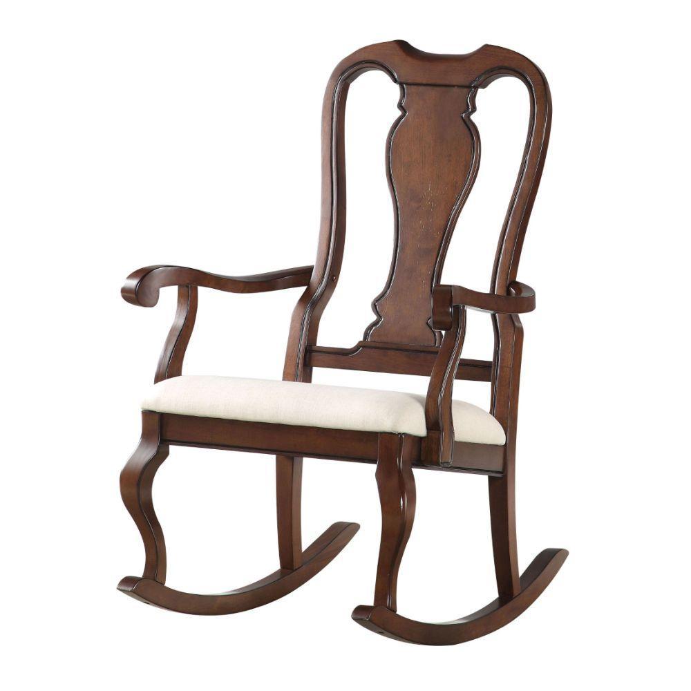 ACME Sheim Rocking Chair, Beige Fabric & Cherry