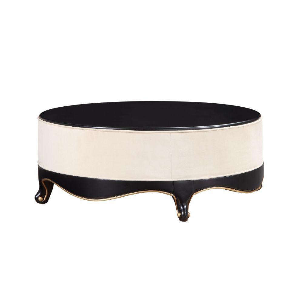 ACME Sheridan Cocktail Table, Cream Fabric & Black