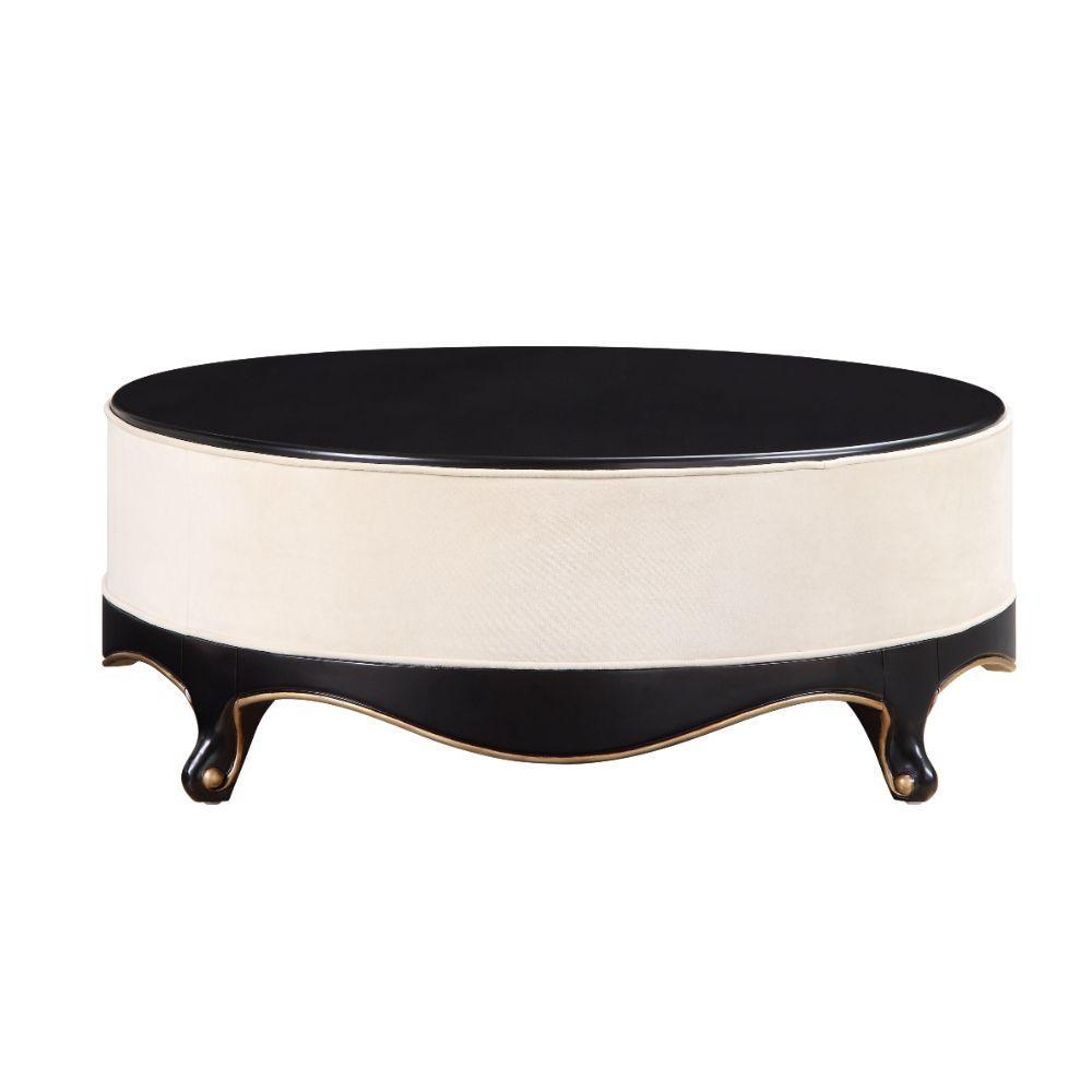 ACME Sheridan Cocktail Table, Cream Fabric & Black