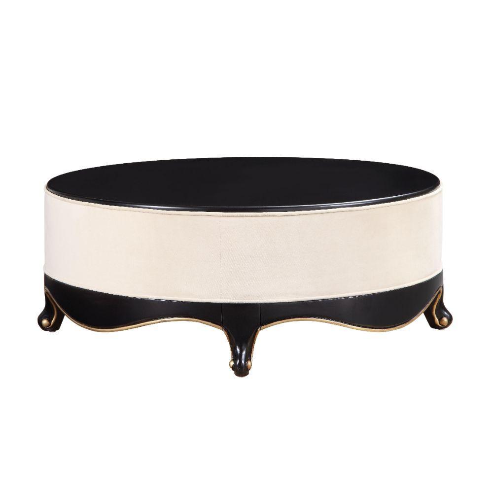 ACME Sheridan Cocktail Table, Cream Fabric & Black