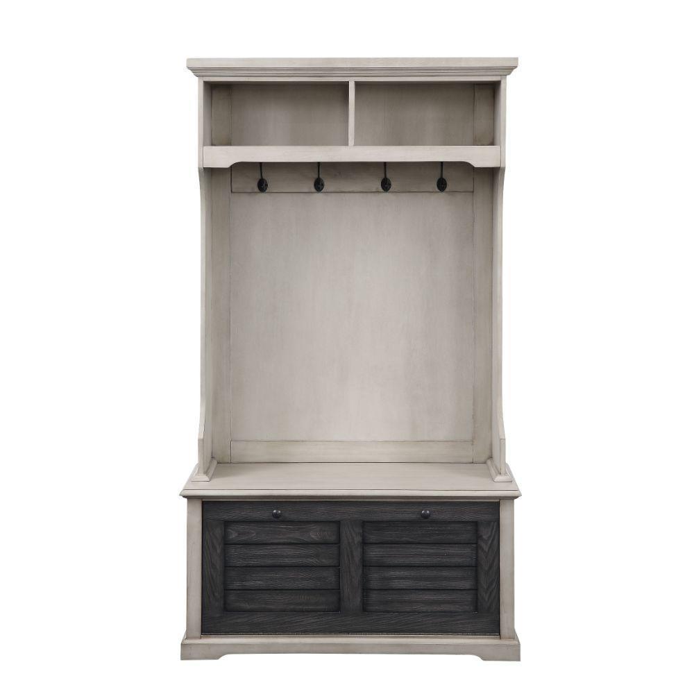 ACME Shermie Hall Tree, Antique White & Dark Gray