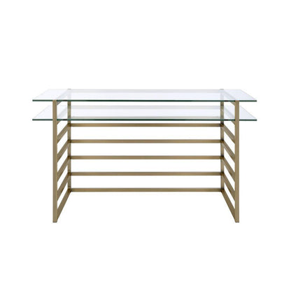 ACME Shona Desk, Antique Gold & Clear Glass