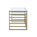 ACME Shona Desk, Antique Gold & Clear Glass