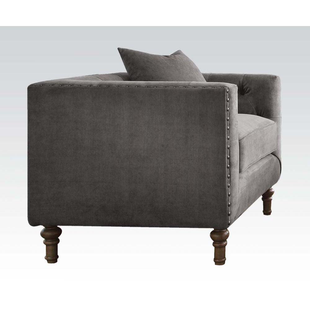 ACME Sidonia Chair w/1 Pillow, Gray Velvet