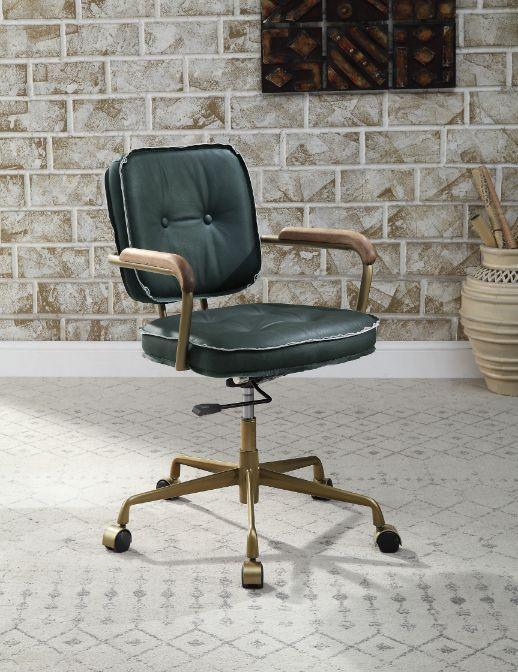 ACME Siecross Office Chair, Emerald Green Leather