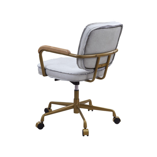 ACME Siecross Office Chair, Vintage White Top Grain Leather