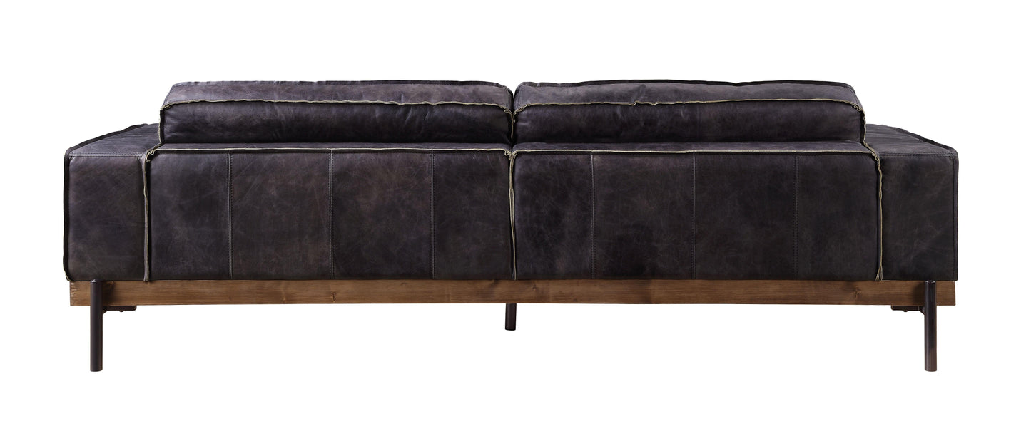 ACME Silchester Sofa, Antique Ebony Top Grain Leather