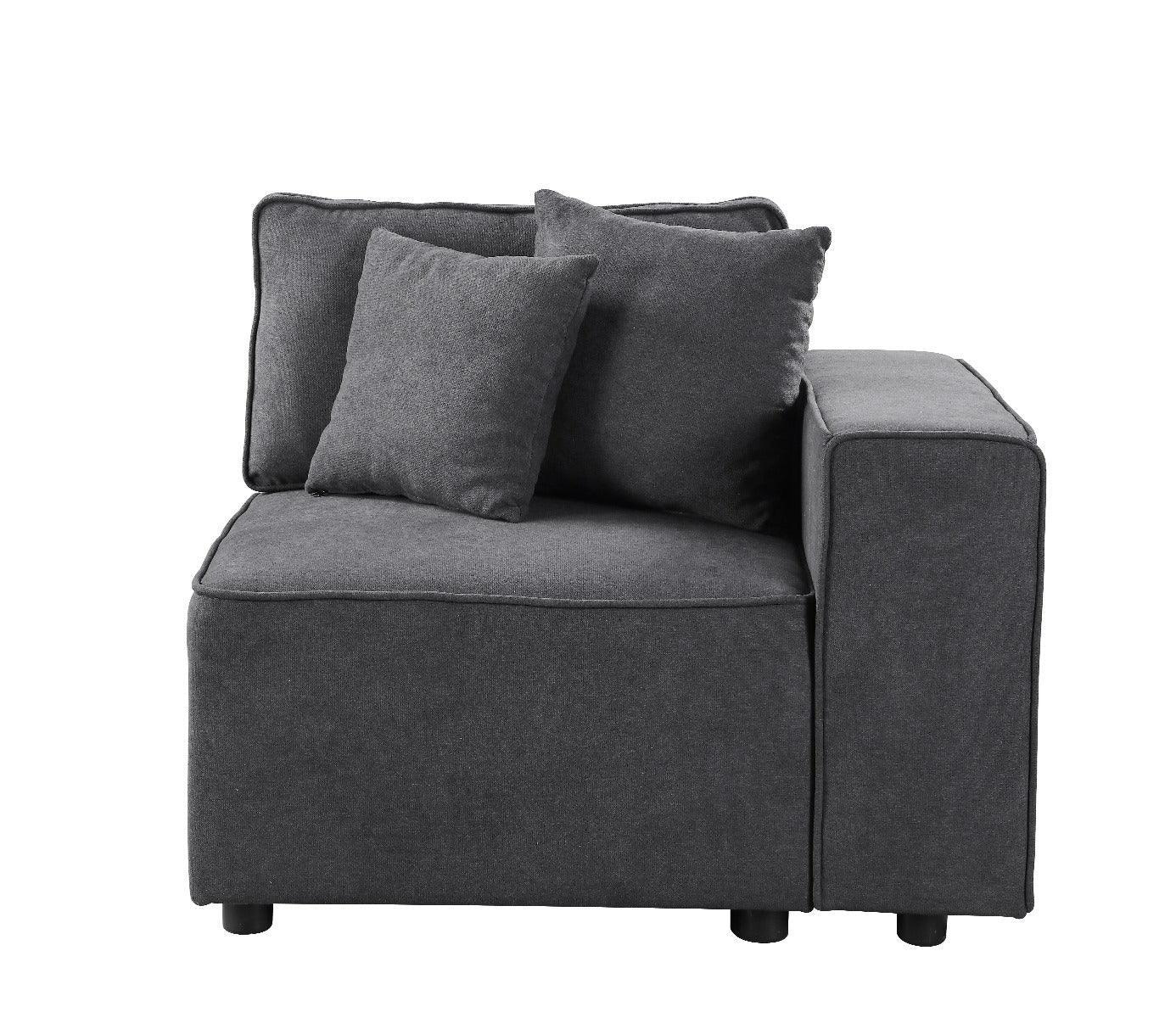 ACME Silvester Modular Right Facing Chair w/2 Pillows, Gray Fabric