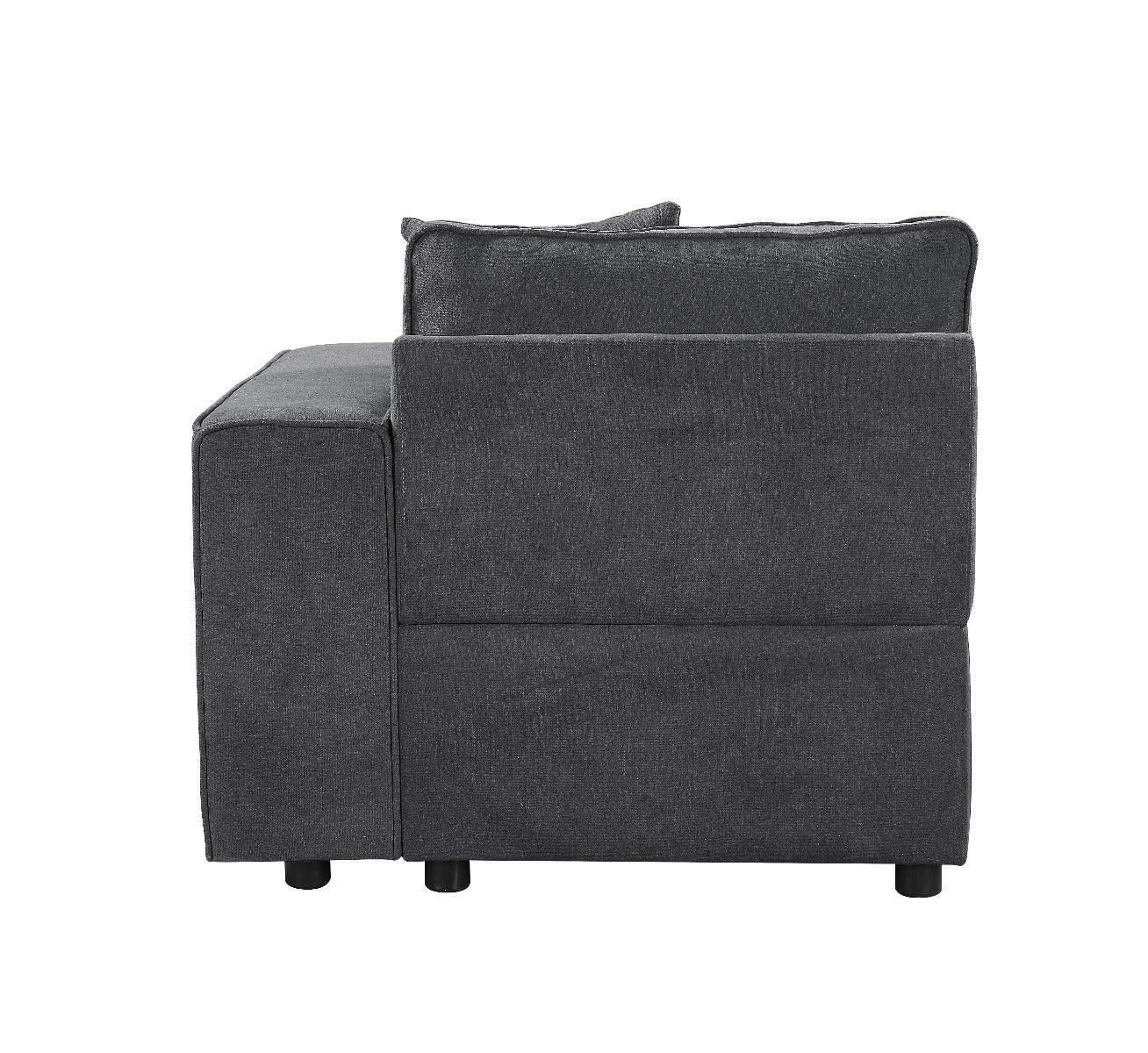 ACME Silvester Modular Right Facing Chair w/2 Pillows, Gray Fabric