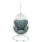 ACME Simona Patio Swing Chair with Stand, Green Fabric & White Wicker