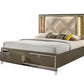 ACME Skylar Eastern King Bed w/Storage, LED, PU & Dark Champagne