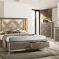 ACME Skylar Eastern King Bed w/Storage, LED, PU & Dark Champagne