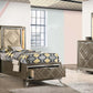 ACME Skylar Full Bed w/Storage, LED, PU & Dark Champagne