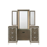 ACME Skylar Vanity Desk & Mirror, LED & Dark Champagne