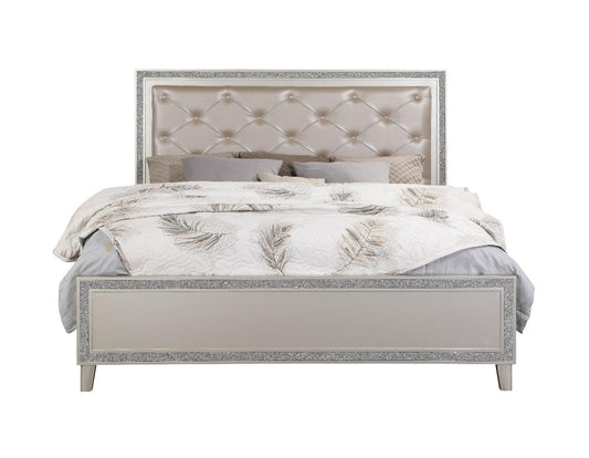 ACME Sliverfluff California King Bed, PU & Champagne Finish