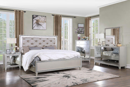 ACME Sliverfluff Eastern King Bed, PU & Champagne Finish