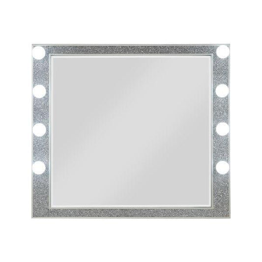 ACME Sliverfluff Mirror w/Light, Mirrored & Champagne Finish