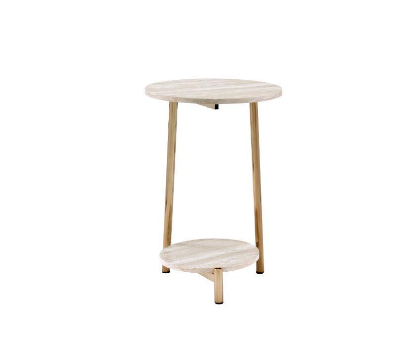 ACME Snare Side Table, Natural & Champagne Finish