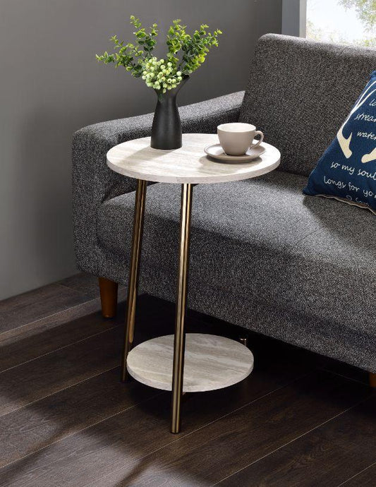 ACME Snare Side Table, Natural & Champagne Finish