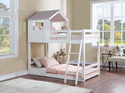 ACME Solenne T/T Bunk Bed, White & Pink Finish