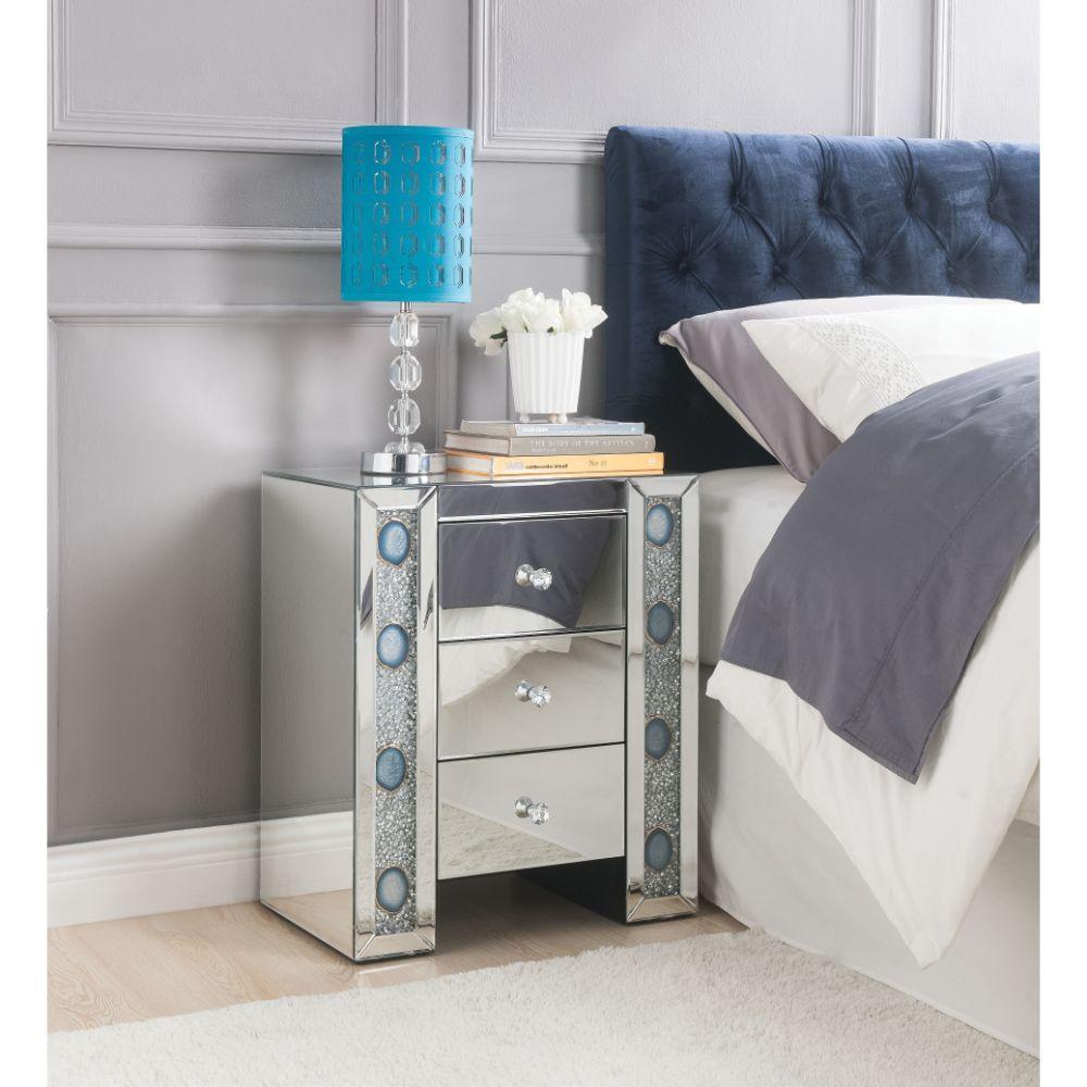 ACME Sonia Accent Table Mirrored & Faux Agate