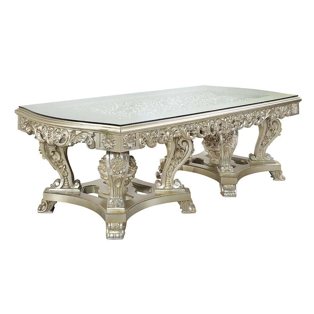 ACME Sorina Dining Table , Antique Gold Finish