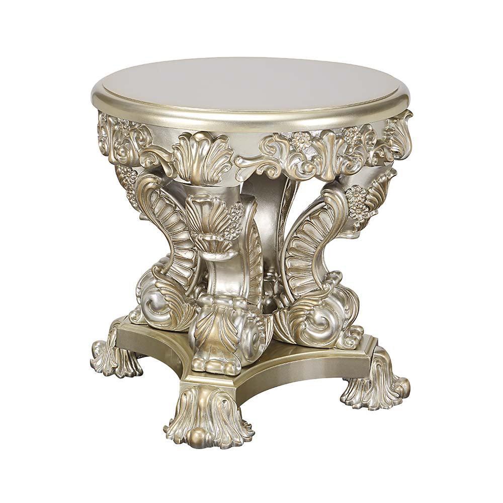 ACME Sorina End Table, Antique Gold Finish