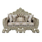 ACME Sorina Loveseat w/5 Pillows, Velvet, Fabric & Antique Gold Finish