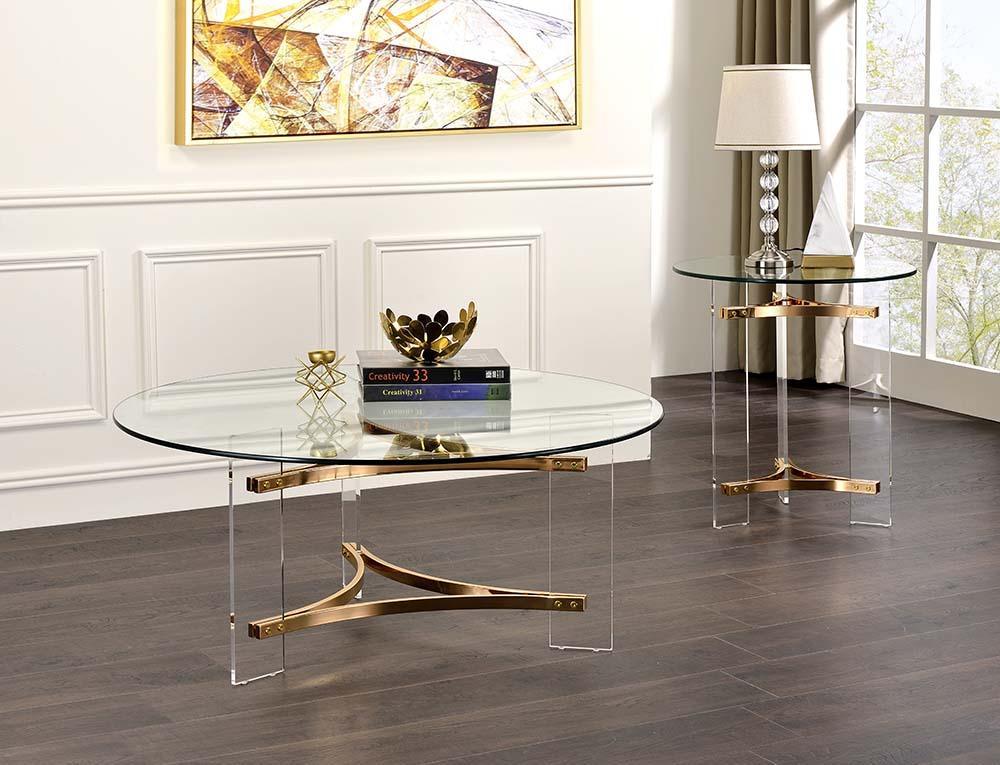 ACME Sosi End Table, Gold Finish