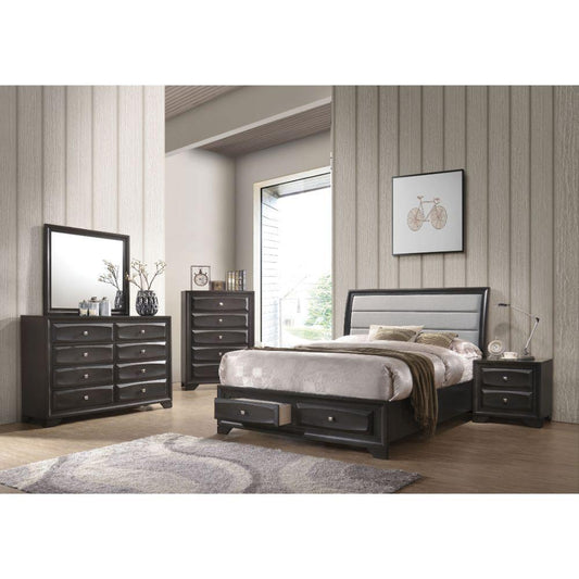 ACME Soteris Queen Bed w/Storage, Gray Fabric & Antique Gray  26540Q