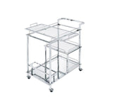 ACME Splinter Serving Cart, Clear Glass & Chrome Finish