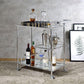 ACME Splinter Serving Cart, Clear Glass & Chrome Finish