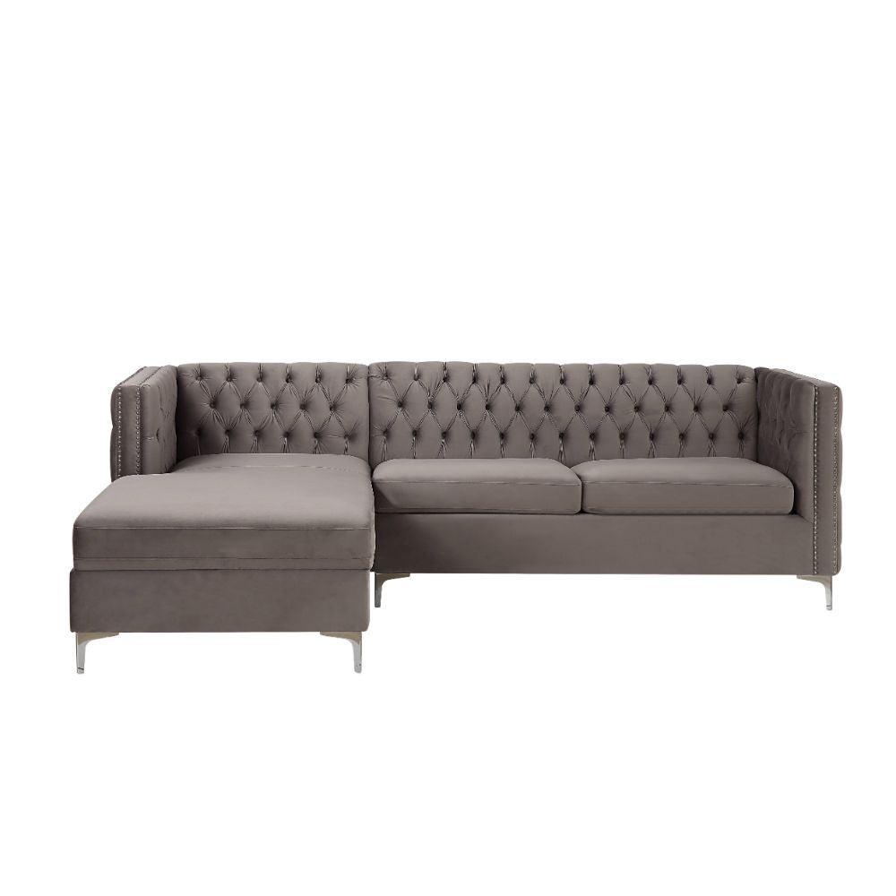 ACME Sullivan Sectional Sofa, Gray Velvet