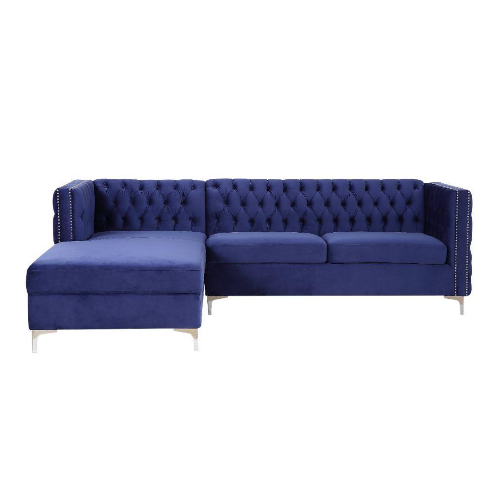 ACME Sullivan Sectional Sofa, Navy Blue Velvet