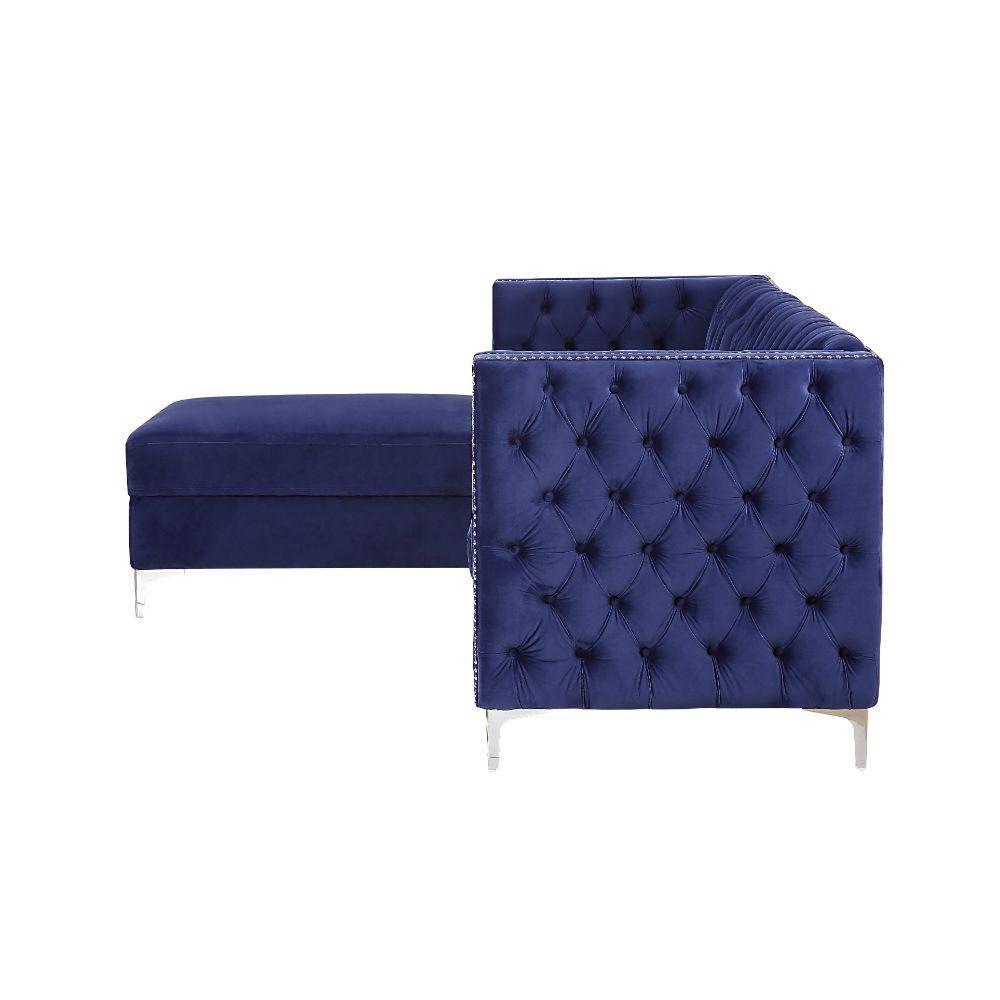 ACME Sullivan Sectional Sofa, Navy Blue Velvet