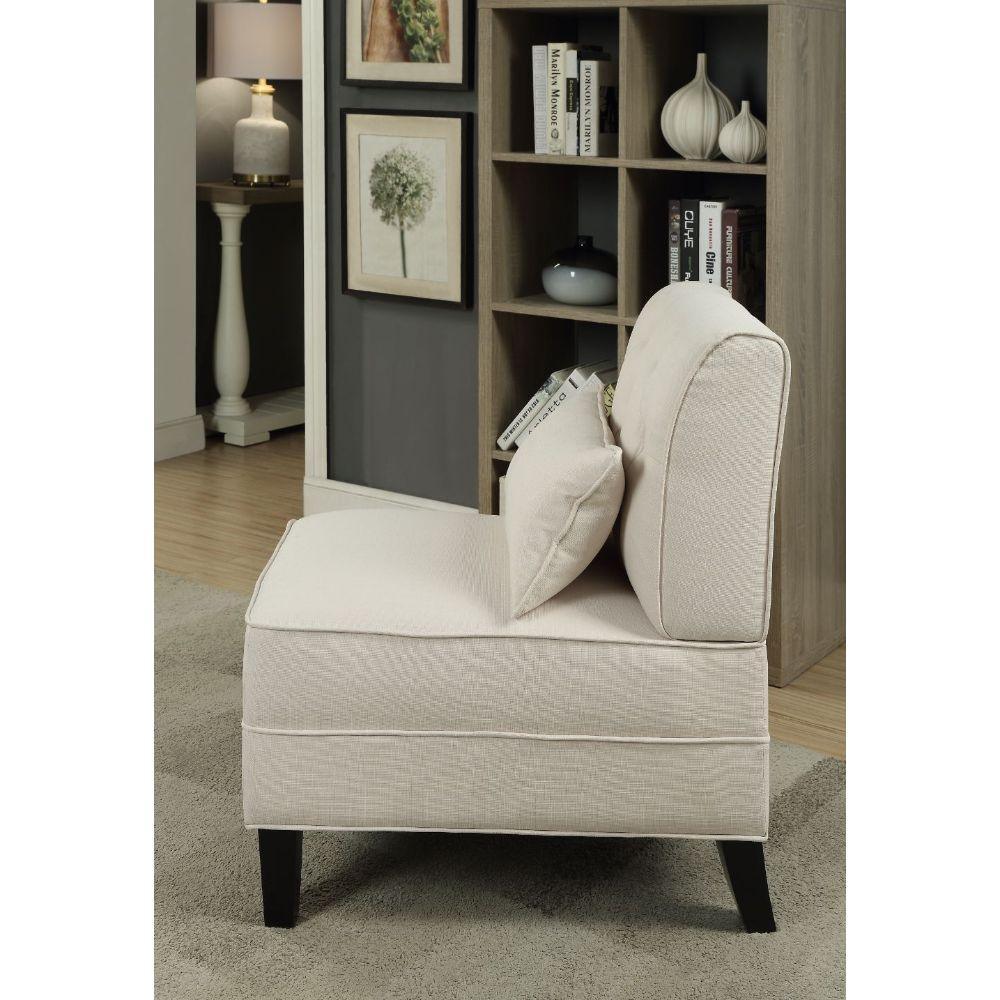 ACME Susanna Accent Chair & Pillow, Cream Linen