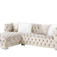 ACME Syxtyx Sectional Sofa w/4 Pillows, Beige Velvet