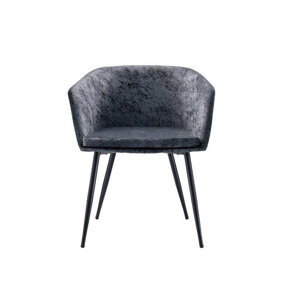 ACME Taigi 3Pc Pack Chair & Table, Gray Velvet & Black