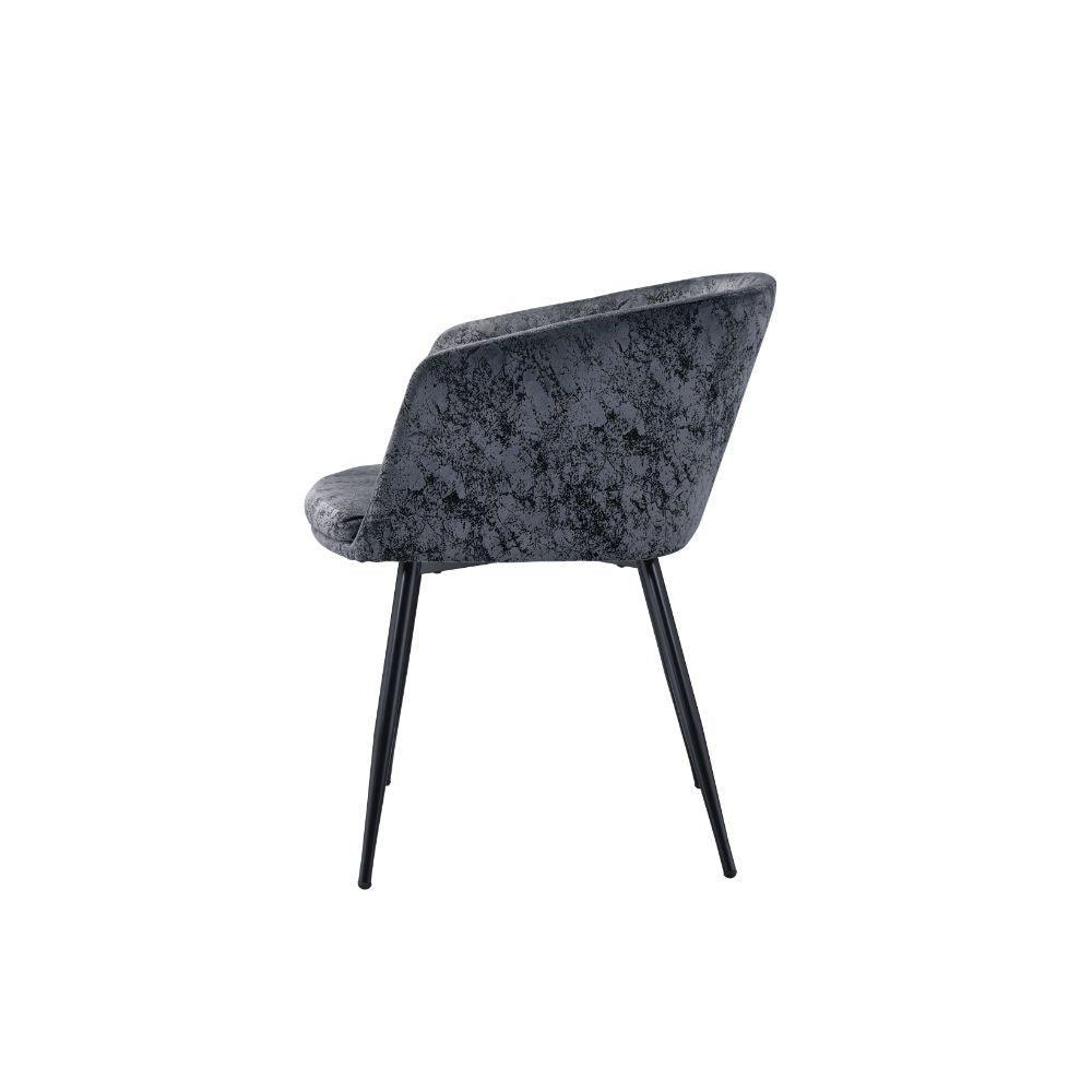 ACME Taigi 3Pc Pack Chair & Table, Gray Velvet & Black