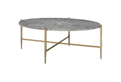 ACME Tainte Coffee Table, Faux Marble & Champagne Finish