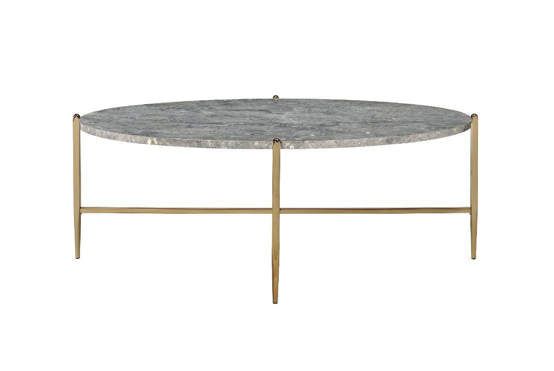 ACME Tainte Coffee Table, Faux Marble & Champagne Finish