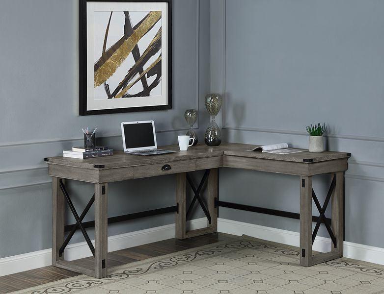 ACME Talmar Writing Desk w/Left Top, Weathered Gray Finish