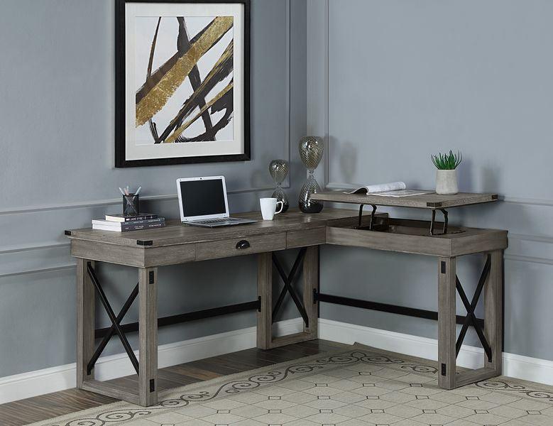 ACME Talmar Writing Desk w/Left Top, Weathered Gray Finish