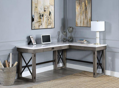 ACME Talmar Writing Desk w/Lift Top, Marble Top & Weathered Gray Finish