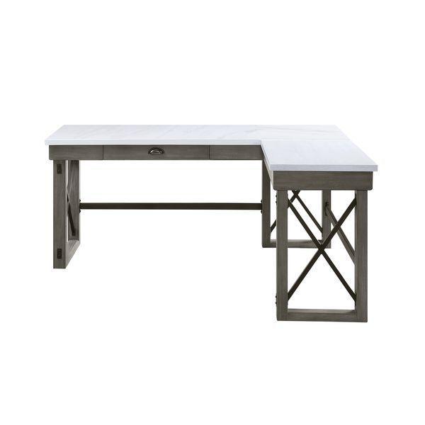 ACME Talmar Writing Desk w/Lift Top, Marble Top & Weathered Gray Finish