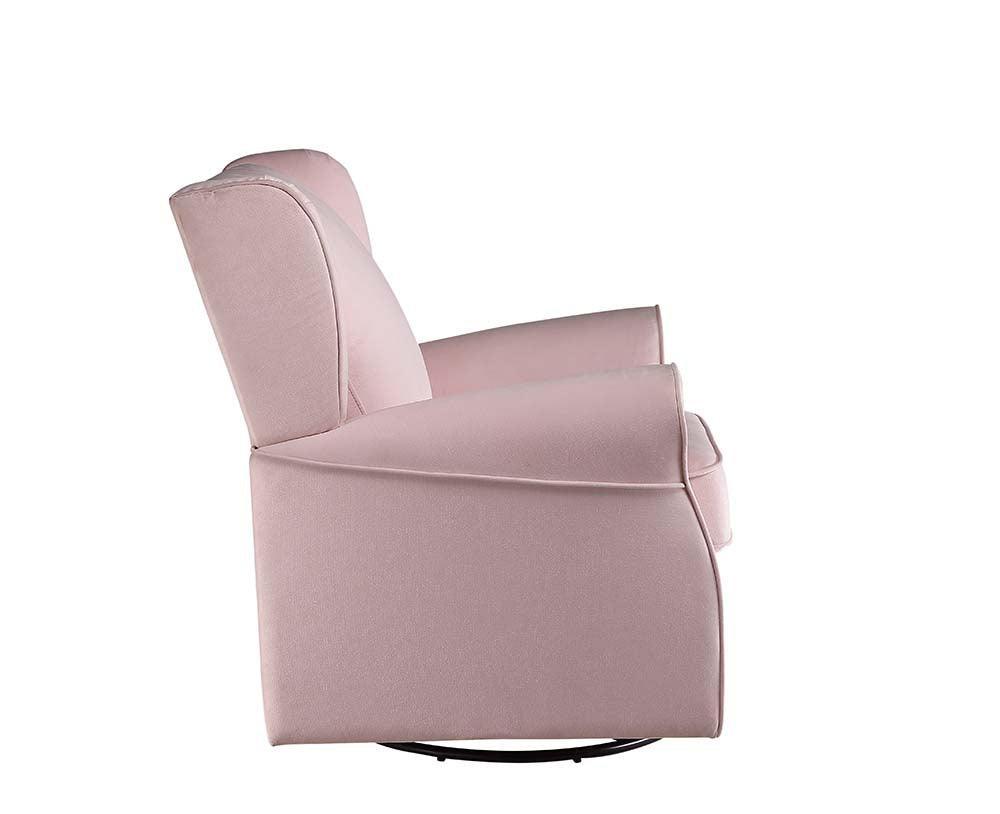 ACME Tamaki Swivel Chair w/Glider , Pink Fabric