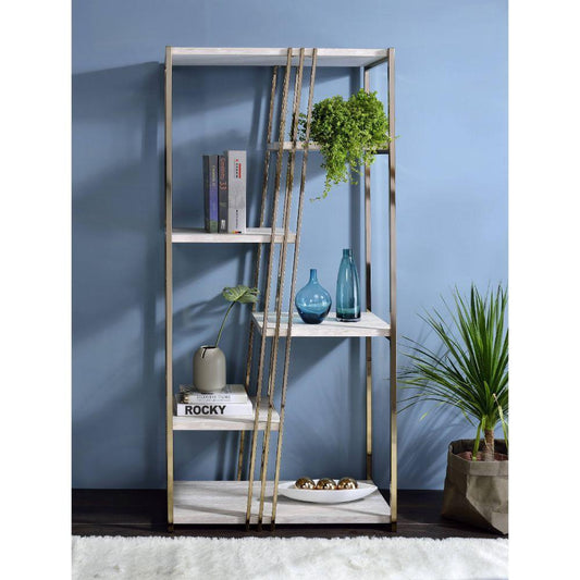 ACME Tanan Bookshelf, White & Champagne