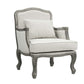 ACME Tania Chair w/Pillow, Cream Linen & Brown Finish